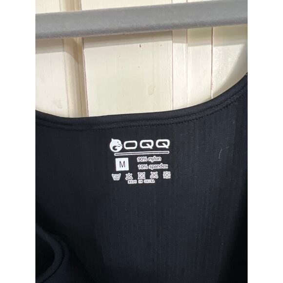 NWOT OQQ size medium black womens sleeveless ribbed yoga jumpsuit - Picture 5 of 5